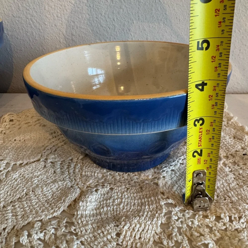 Vintage Blue Stoneware Bowl Set - Picture 6 of 16